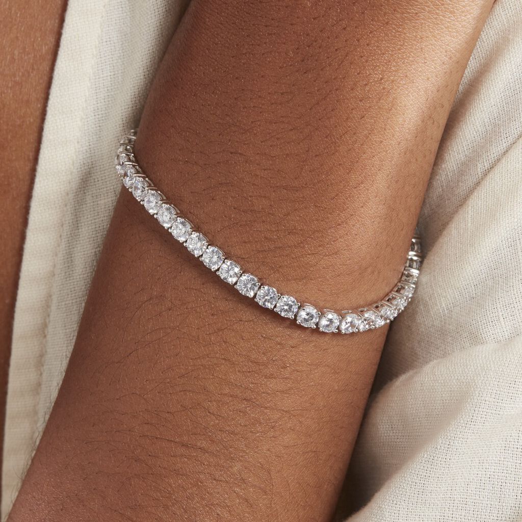 Bracelet Tennis Argent Blanc Oxyde De Zirconium